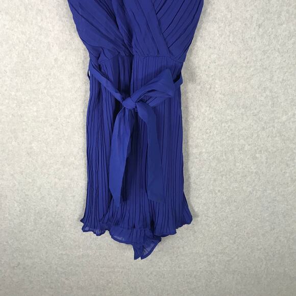 Beyond Words Romper Womens Medium Blue Pleated Flowy Belt Summer Vacation Resort - Picture 2 of 15